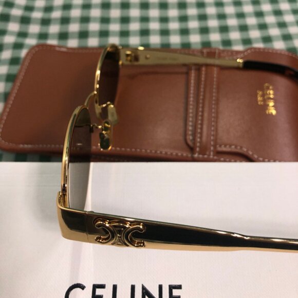 Celine Triomphe Gold Metal Oval Sunglasses - Picture 5 of 6